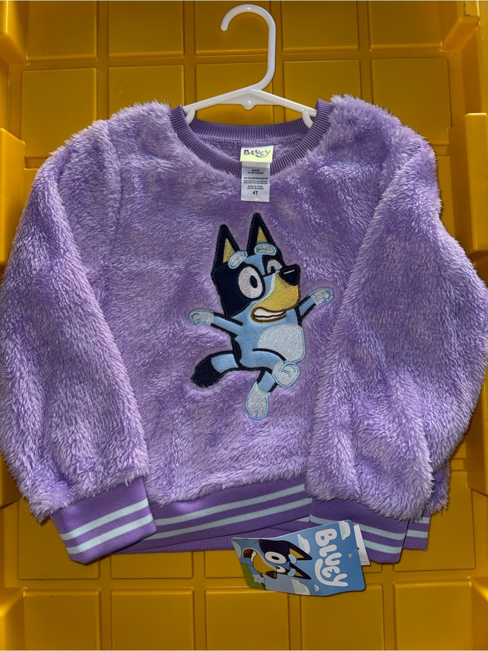 BluCy Plush Purple Kids Sweatshirt with Cartoon Bluey Character